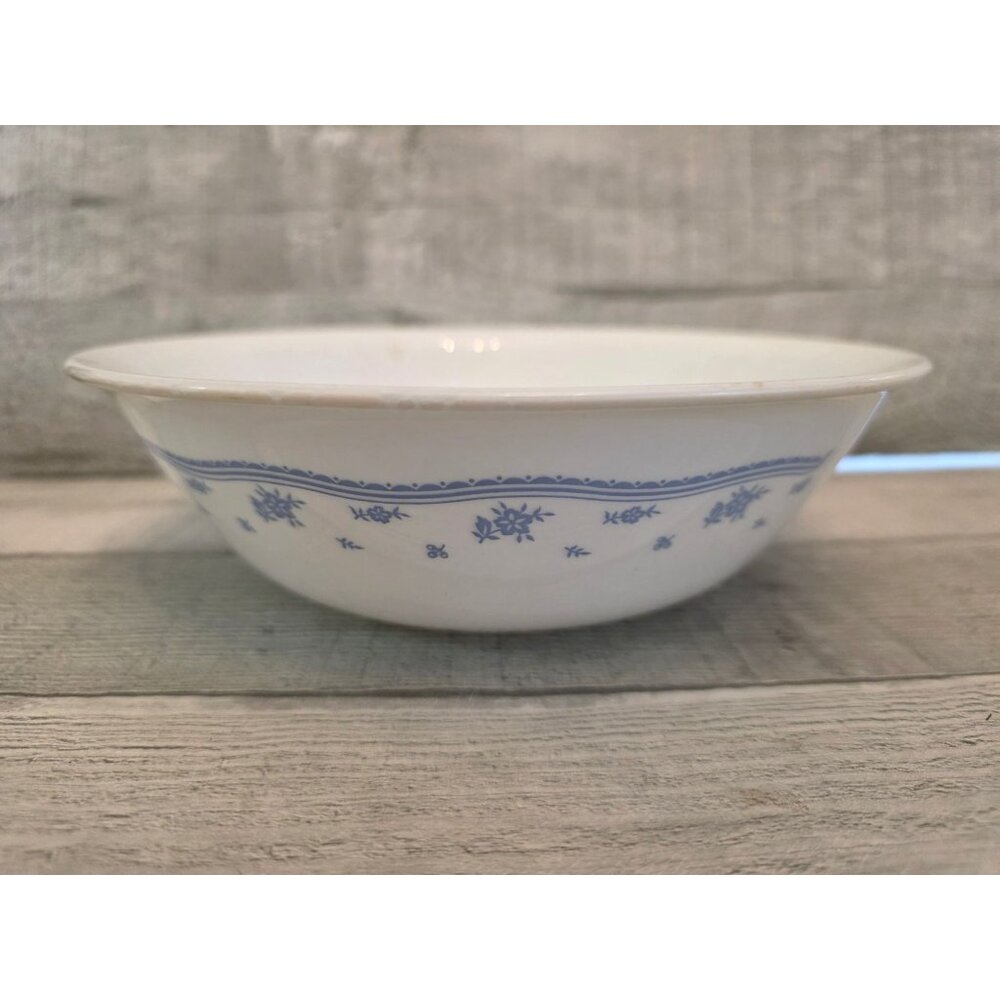 Corelle Morning Blue Floral Pattern Bowl 8.5" White Vintage Tableware Serving